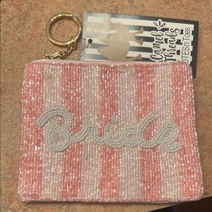 Pink and White Bride Clutch